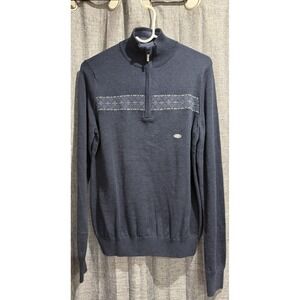 Van Heusen Blue Mens 1/4-Zip Sweater Size Small Stripe Design NWT Cotton/Acrylic